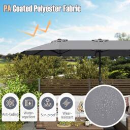 Costway Extra-Large Double-sided Patio Umbrella Outdoor Twin Umbrella in Grey - thumbnail 5