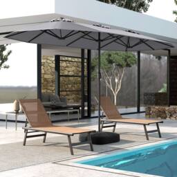 Costway Extra-Large Double-sided Patio Umbrella Outdoor Twin Umbrella in Grey - thumbnail 8