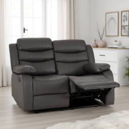 Seconique Roma 2 Seater Recliner Sofa - Grey Faux Leather - thumbnail 1