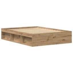 Berkfield Home Bed Frame without Mattress Artisan Oak 135x190 cm Engineered Wood in Brown - thumbnail 4