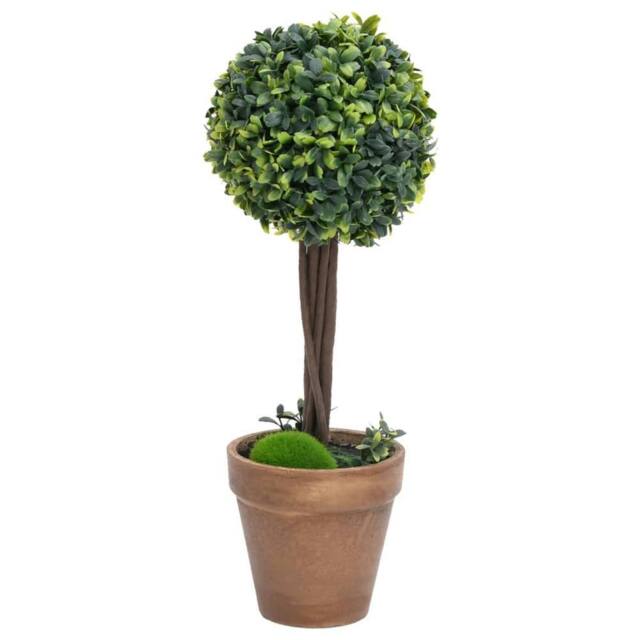 Berkfield Home Artificial Boxwood Plants 2 pcs with Pots Ball Shaped Green 56 cm - image 1
