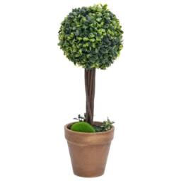 Berkfield Home Artificial Boxwood Plants 2 pcs with Pots Ball Shaped Green 56 cm - thumbnail 1
