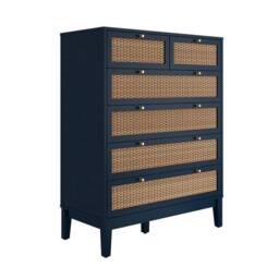 Lemon Pavilion Furniture Bordeaux Chest of Drawer - L39 x W85 x H108.8 cm - Berlin Blue/Oak in Blue - Size: 1 Pack