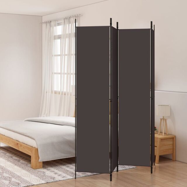 Berkfield Home 4-Panel Room Divider Brown 200x220 cm Fabric - image 1