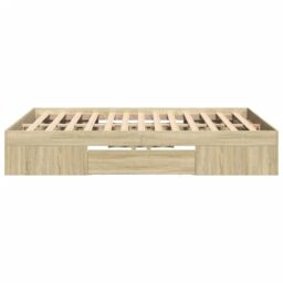Berkfield Home Bed Frame without Mattress Sonoma Oak 140x200 cm Engineered Wood in Brown - thumbnail 6