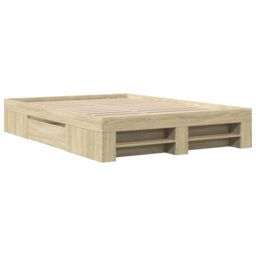 Berkfield Home Bed Frame without Mattress Sonoma Oak 140x200 cm Engineered Wood in Brown - thumbnail 2