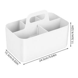 VOGREX Portable Plastic Makeup Caddy Removable Dividers Handle in White - thumbnail 2
