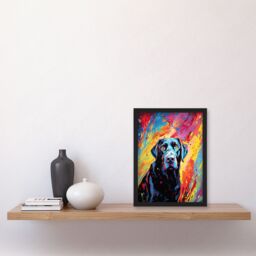 Artery8 Wall Art Print Black Labrador Retriever Dog Lover Gift Pet Portrait Vibrant Colourful Artwork Painting Art Framed - Size: A4 - thumbnail 4