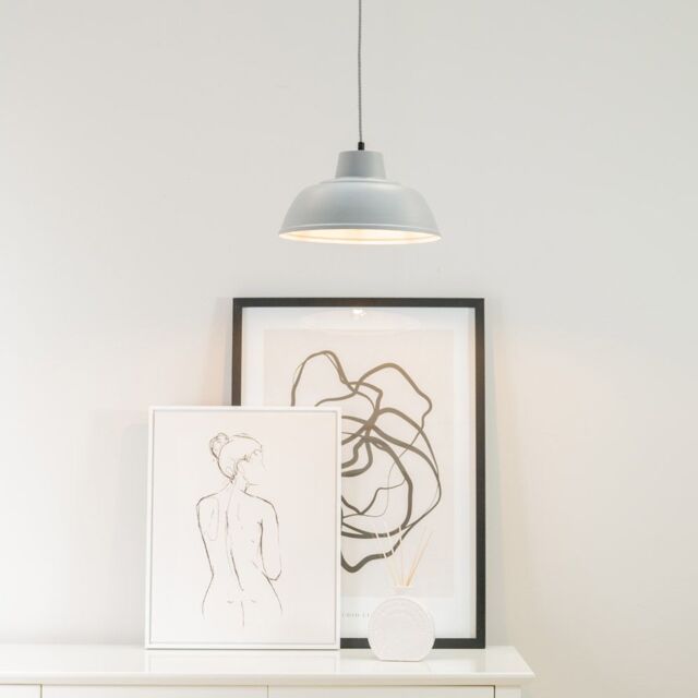 ValueLights Morris Metal Drop Hanging Pendant Ceiling Light with LED Bulb in Grey - image 1