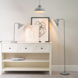 ValueLights Morris Metal Drop Hanging Pendant Ceiling Light with LED Bulb in Grey - thumbnail 4