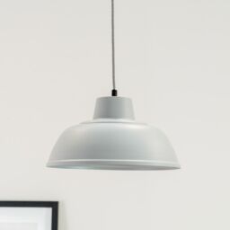 ValueLights Morris Metal Drop Hanging Pendant Ceiling Light with LED Bulb in Grey - thumbnail 3