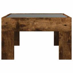 Berkfield Home Coffee Table with Infinity LED Smoked Oak 50x50x30 cm in Brown - Size: 50 x 50 x 30 cm - thumbnail 6