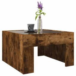 Berkfield Home Coffee Table with Infinity LED Smoked Oak 50x50x30 cm in Brown - Size: 50 x 50 x 30 cm - thumbnail 5
