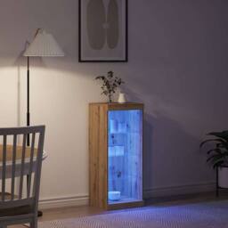 Berkfield Home Sideboard with LED Lights Artisan Oak 41x37x100 cm in Brown - Size: 41 x 37 x 100 cm - thumbnail 5