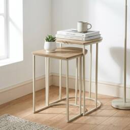 Garden Greatness Natural Oak Effect Nesting Table Duo in Light Brown - Size: 1 Pack - thumbnail 1