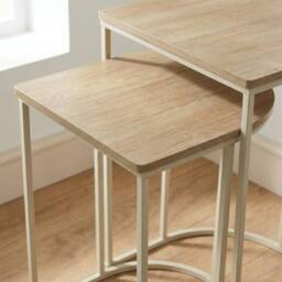 Garden Greatness Natural Oak Effect Nesting Table Duo in Light Brown - Size: 1 Pack - thumbnail 3