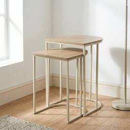 Garden Greatness Natural Oak Effect Nesting Table Duo in Light Brown - Size: 1 Pack - thumbnail 2