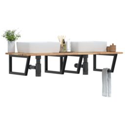 Berkfield Home Basin Shelf Wall Mounted Steel & Solid Wood Acacia in Brown