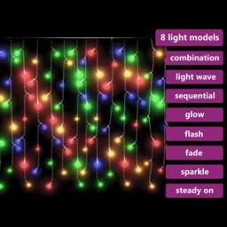 Berkfield Home LED Curtain Icicle Lights 10m 400 LED Colourful 8 Function - thumbnail 8