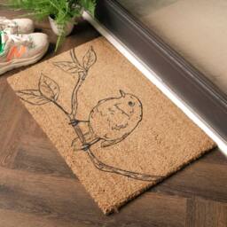 Artsy Mats Pencil Robin Coir Doormat (60 x 40cm) in Brown - Size: 40 x 60 cm - thumbnail 2