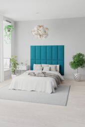 Aspire EasyMount Wall Mounted Upholstered Panels, Modular DIY Headboard in Plush Velvet Fabric (Pack of 4) in Mustard