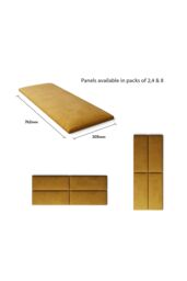 Aspire EasyMount Wall Mounted Upholstered Panels, Modular DIY Headboard in Plush Velvet Fabric (Pack of 4) in Mustard - thumbnail 5