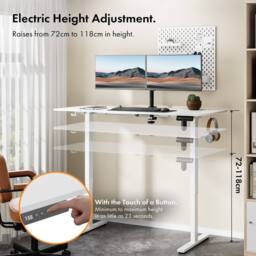 VonHaus Large Home Office Electric Standing Desk with USB-C Charging in White - thumbnail 4