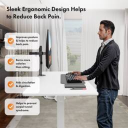 VonHaus Large Home Office Electric Standing Desk with USB-C Charging in White - thumbnail 3