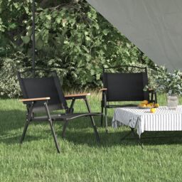 Berkfield Home Camping Chairs 2 pcs Black 54x43x59cm Oxford Fabric - Size: 54 x 43 x 59 cm