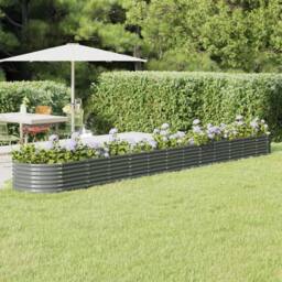 Berkfield Home Garden Raised Bed Powder-coated Steel 512x80x36 cm Grey - Size: 512 x 80 x 36 cm - thumbnail 2