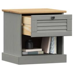 Berkfield Home Bedside Cabinet VIGO Grey 42x35x40 cm Solid Wood Pine - Size: 42 x 35 x 40 cm - thumbnail 3