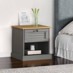 Berkfield Home Bedside Cabinet VIGO Grey 42x35x40 cm Solid Wood Pine - Size: 42 x 35 x 40 cm