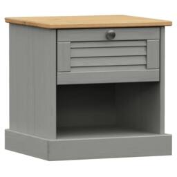 Berkfield Home Bedside Cabinet VIGO Grey 42x35x40 cm Solid Wood Pine - Size: 42 x 35 x 40 cm - thumbnail 2