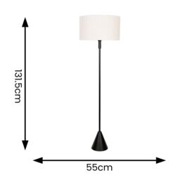 ValueLights Mitch Natural Linen Trim Lamp Shade Black Wood Triangle Floor Lamp in White - thumbnail 4