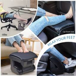 Ventryn Foldable Angle Adjustable Footstool with Soft Cushion in Black - thumbnail 4