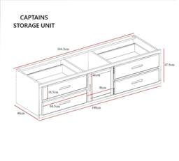 Captains Wooden Storage Bed with 4 Drawers & Cupboard - Waxed & White in Brown - Size: Single - thumbnail 7