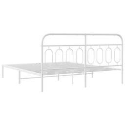 Berkfield Home Metal Bed Frame without Mattress with Headboard White 193x203cm - Size: 193x203 cm - thumbnail 6