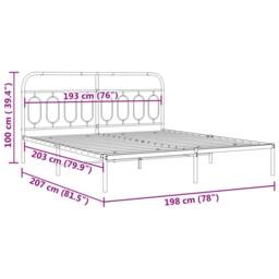 Berkfield Home Metal Bed Frame without Mattress with Headboard White 193x203cm - Size: 193x203 cm - thumbnail 8