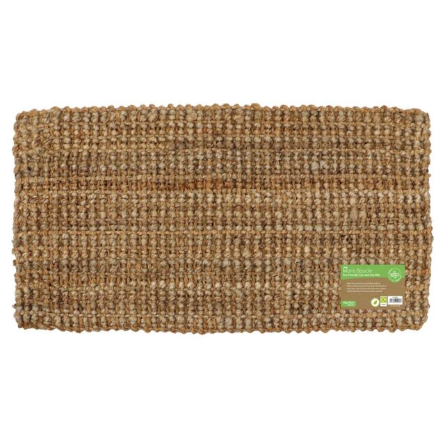 JVL Moris Hand Spun Boucle Coir Jute Doormat 40x70cm in Black - Size: 40 cm x 70 cm - image 1