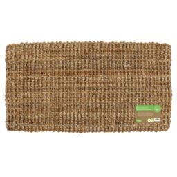 JVL Moris Hand Spun Boucle Coir Jute Doormat 40x70cm in Black - Size: 40 cm x 70 cm - thumbnail 1