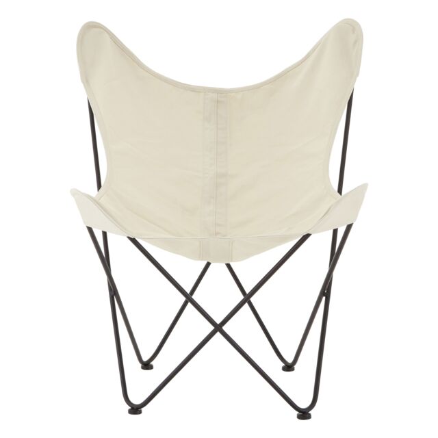 Orsina Compact Ivory Butterfly Chair, Sling Seat Occasional Chair For Outdoor Garden, Durable Accent Lounge Chair in Cream - image 1