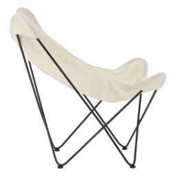 Orsina Compact Ivory Butterfly Chair, Sling Seat Occasional Chair For Outdoor Garden, Durable Accent Lounge Chair in Cream - thumbnail 3