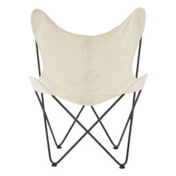 Orsina Compact Ivory Butterfly Chair, Sling Seat Occasional Chair For Outdoor Garden, Durable Accent Lounge Chair in Cream - thumbnail 1