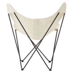 Orsina Compact Ivory Butterfly Chair, Sling Seat Occasional Chair For Outdoor Garden, Durable Accent Lounge Chair in Cream - thumbnail 4