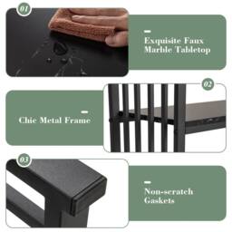 Costway 2-tier Console Table Sofa Table Modern Entryway Table-Black in Black - thumbnail 6