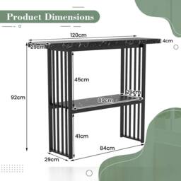 Costway 2-tier Console Table Sofa Table Modern Entryway Table-Black in Black - thumbnail 2