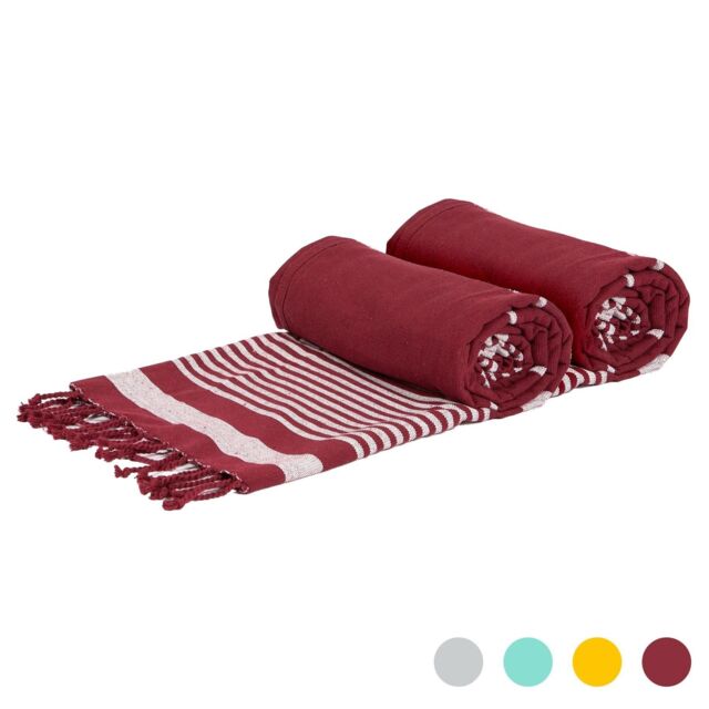 Nicola Spring 100% Cotton Bath Towel Turkish Style Hamman Blanket Bath Sheet - 160 x 90cm (x5) in Burgundy