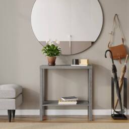 Havendro Cedar Grey Console Table 2 Tier Wooden Narrow in Light Grey - thumbnail 3
