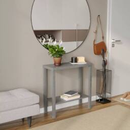 Havendro Cedar Grey Console Table 2 Tier Wooden Narrow in Light Grey - thumbnail 1