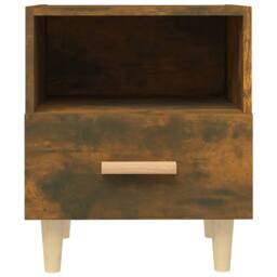 Berkfield Home Beautiful Bedside Cabinet Smoked Oak 40x35x47 cm in Brown - Size: 40 x 35 x 47 cm - thumbnail 4